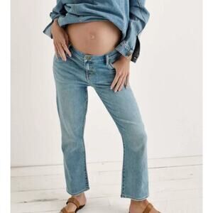 Hatch The Crop Light Wash Ankle Jeans 30 Straight Raw Hem Designer Denim